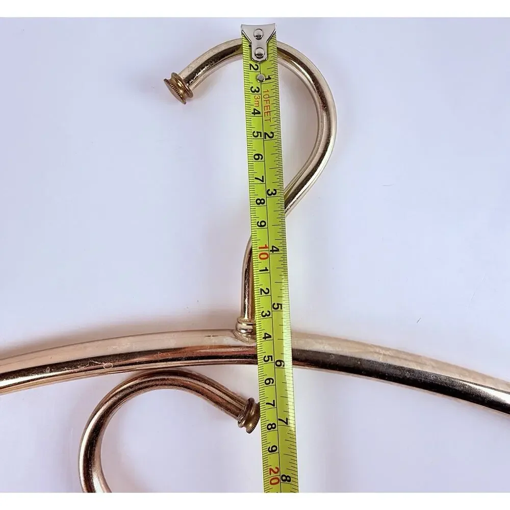 Vintage Brass Clothing Hangers Set of 2 Designer Style Curved Heavy Beautiful